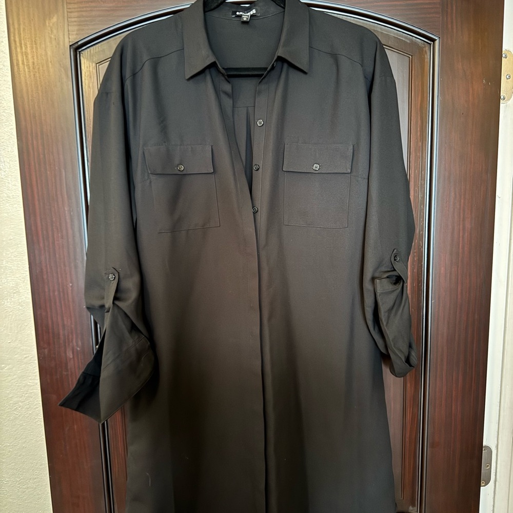 Express women's Black Casual Button-Down dress Shirt